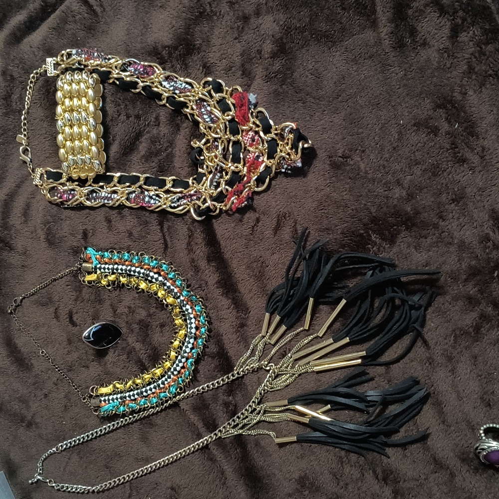 Bundle Of Three Necklaces, Ring And Bracelet